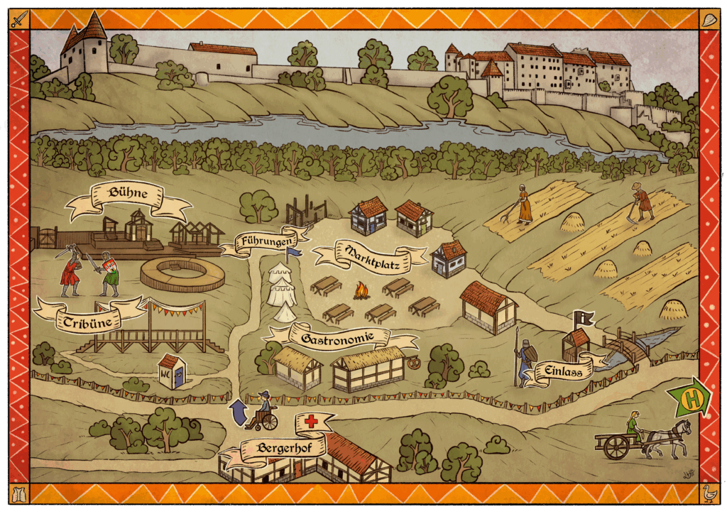 Eine Karte des Helmbrecht Besucherdorfs